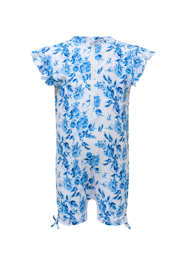 Snapper Rock COTTAGE FLORAL FLUTTER SLEEVE SUNSUIT