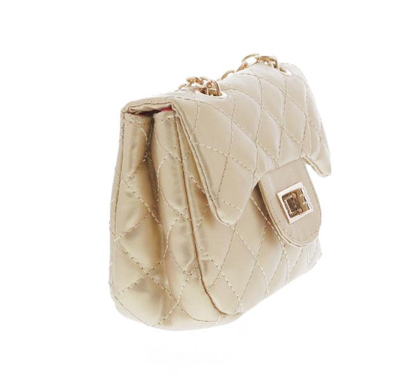 Doe a Dear Gold Diamond Quilted Cross Body Bag