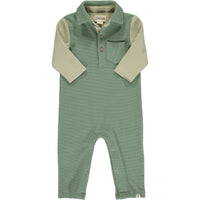 Me & Henry Arlington Cosy Polo Romper | Green/ Sage Arms