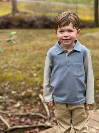 Me & Henry Troy Polo | Blue/Cream Arms