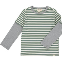 Me & Henry Cameron Mock Sleeve Tee | Green/Blue/Cream Stripe