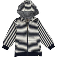 Me & Henry Navy/Cream Stripe Hooded Woven Sweatshirt