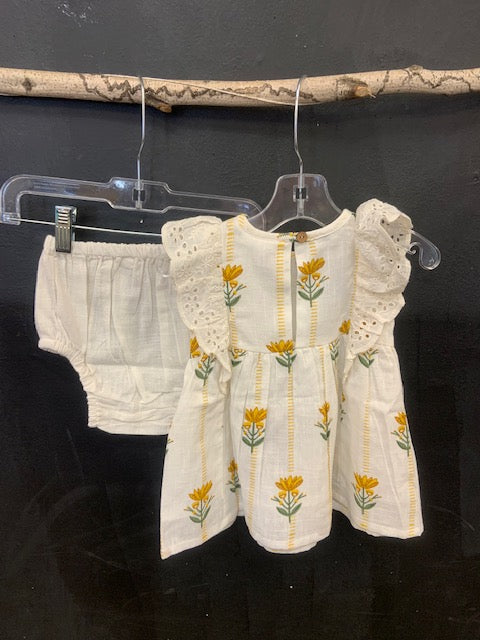 Yo Baby- Golden Floral With Flutter Sleeves