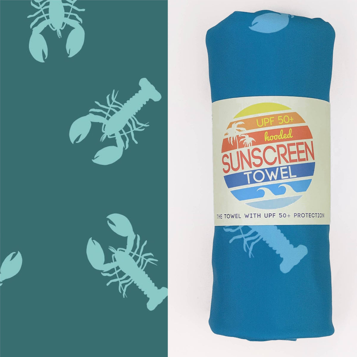 Luv Bug Co Hooded UPF 50+Sunscreen Towel - Adult Full Size Lobstah