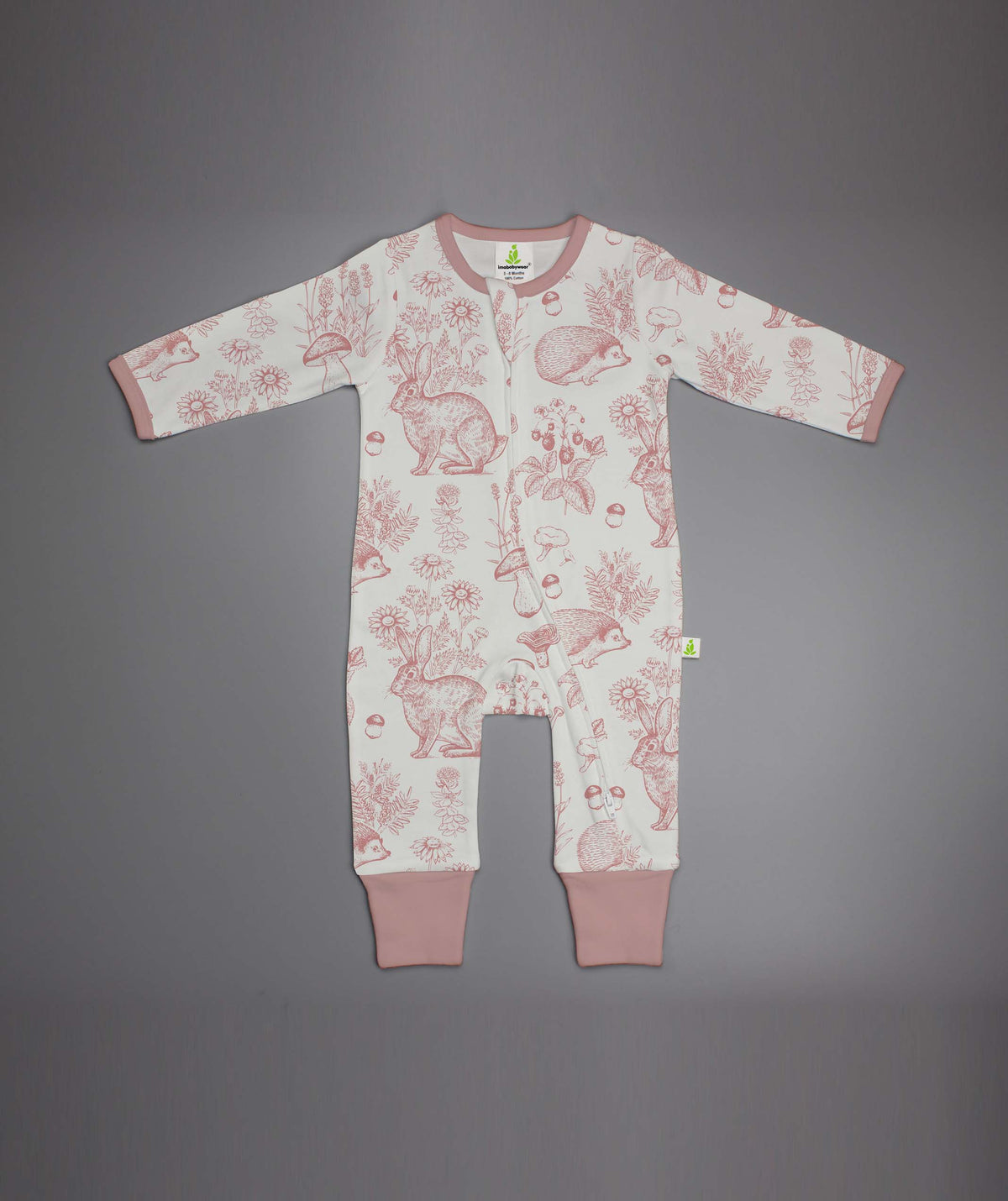 Long Sleeve Zipsuit - Mushroom Forest Pink