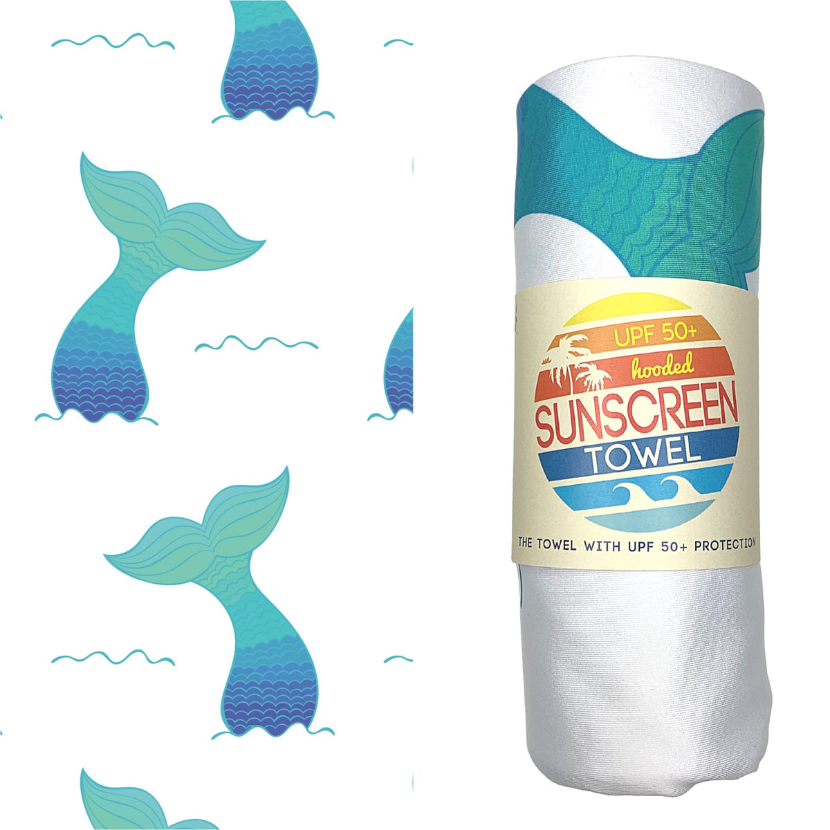 Luv Bug Co Hooded UPF 50+Sunscreen Towel - Mermaid Tail