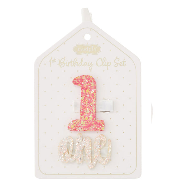 Mud Pie 1st Birthday Clip Set