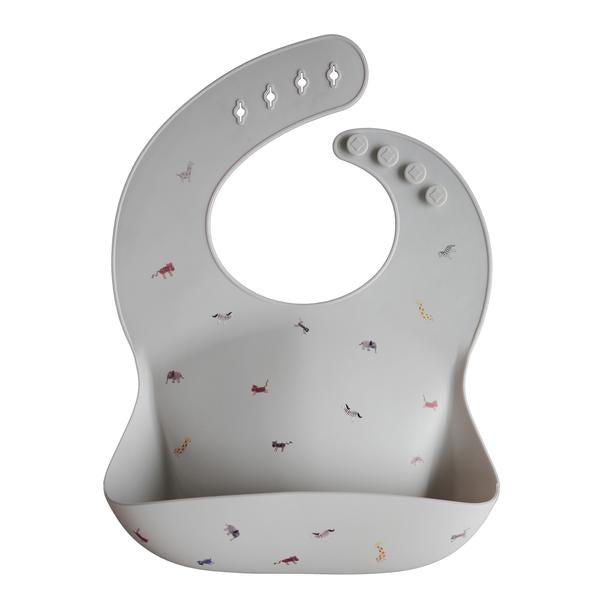 Mushie Silicone Baby Bib (Safari Light Grey)