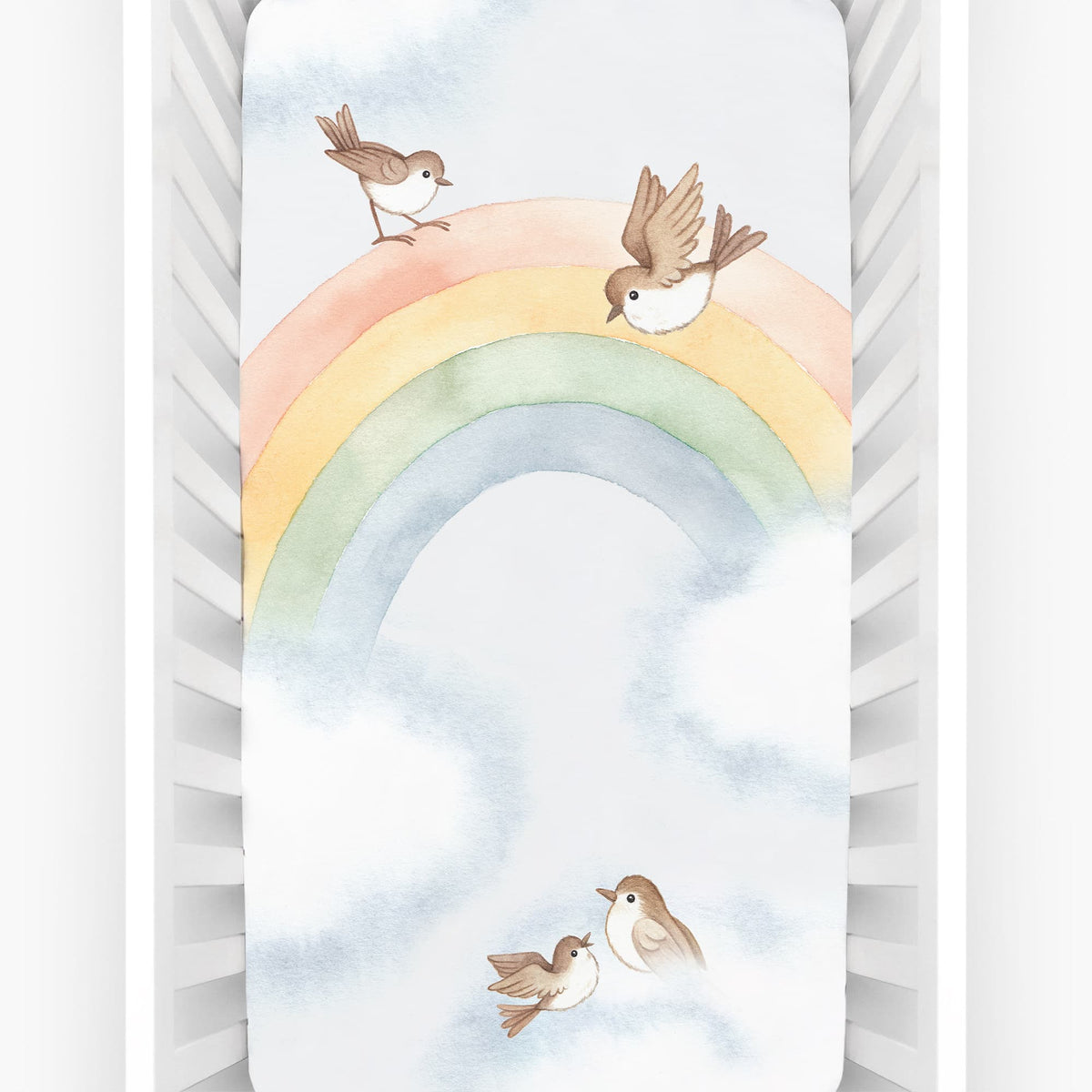 Rookie Humans Crib Sheet - Rainbows and Birds