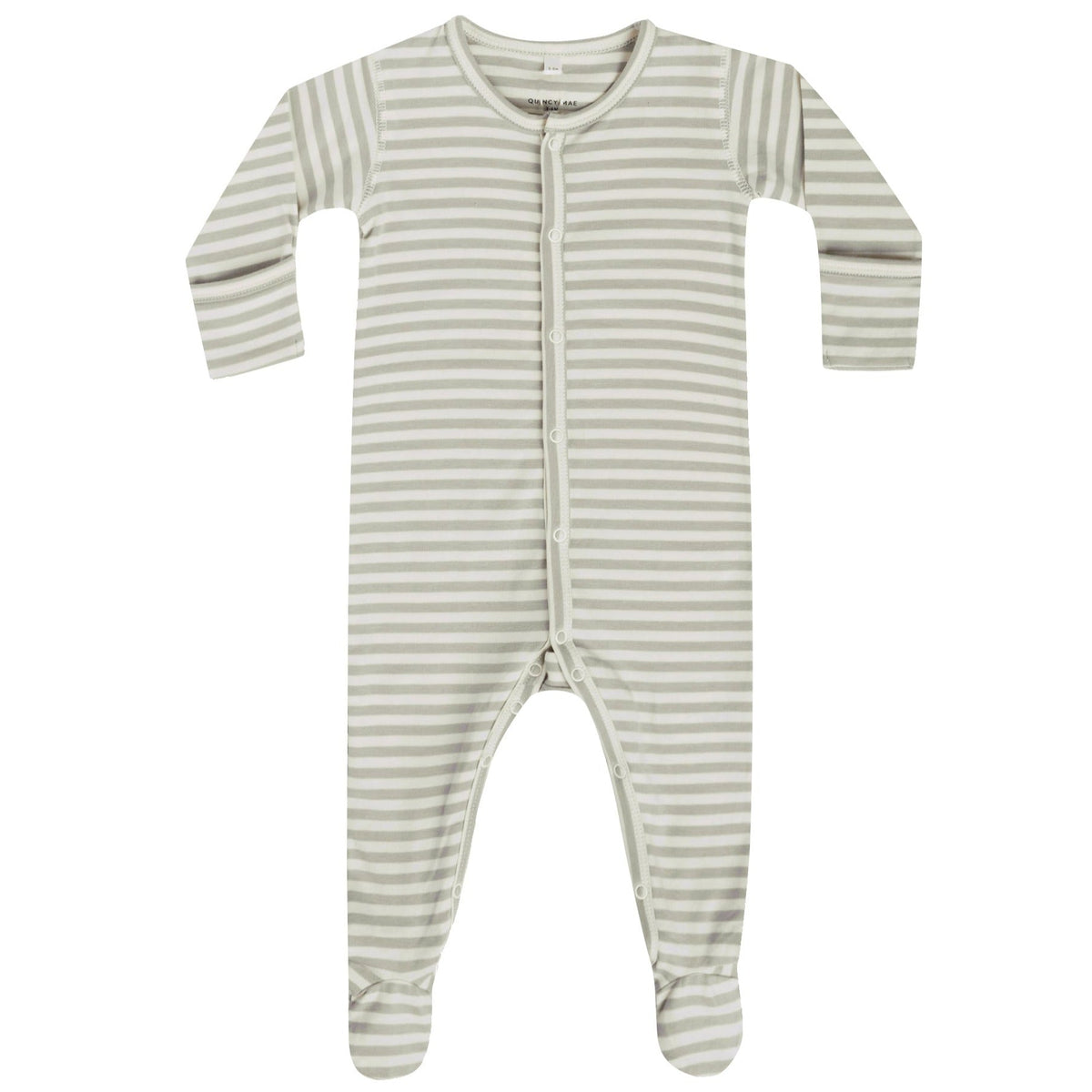 Quincy Mae Full Snap Footie | Pistachio Stripe