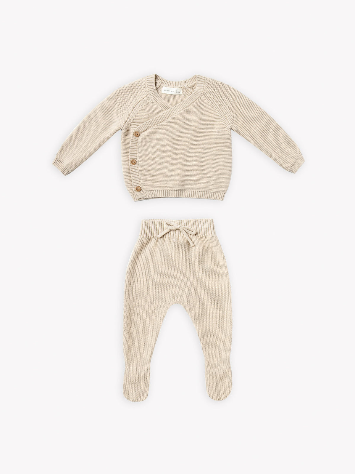 Quincy Mae KNIT WRAP TOP + PANT SET | NATURAL