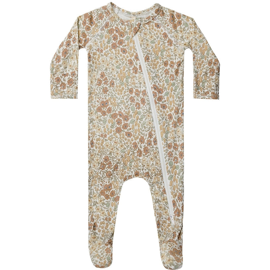 Quincy Mae Bamboo Zip Footie | Wild Flowers