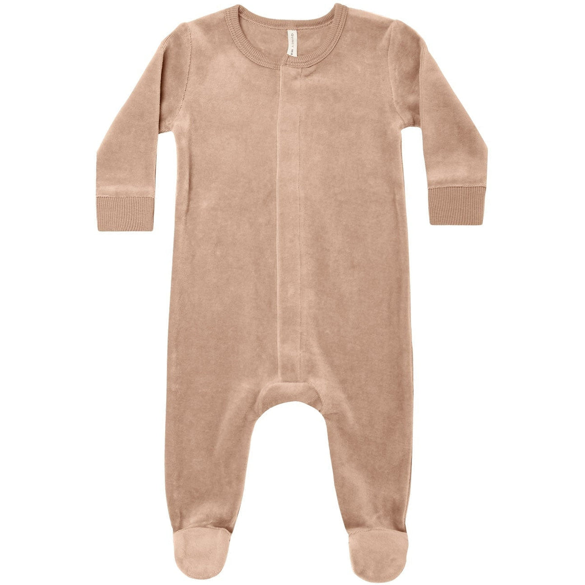 Quincy Mae Velour Hidden Snap Footie | Blush