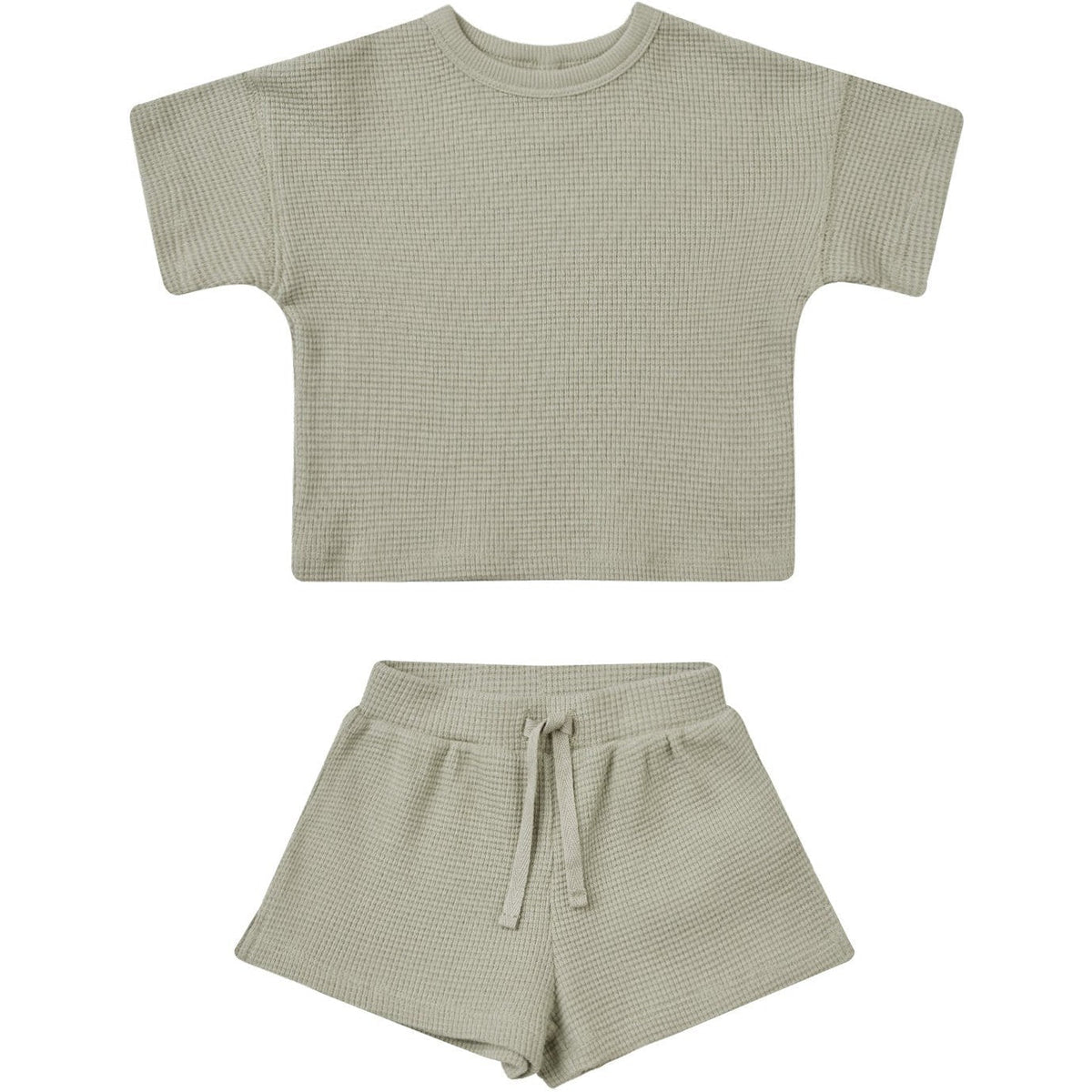 Quincy Mae Waffle Tee + Short Set | Sage