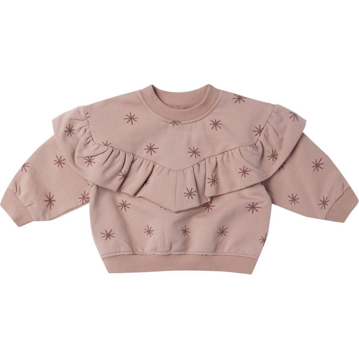 Quincy Mae Ruffle Fleece Sweatshirt || Snow Stars