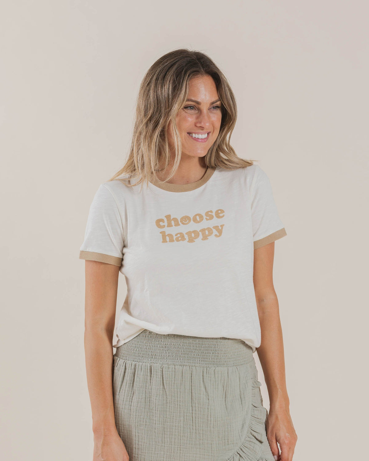 Rylee + Cru Womens Ringer Tee - Choose Happy