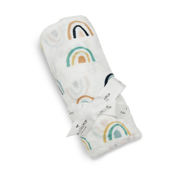 Loulou Lollipop Muslin Swaddle - Neutral Rainbow