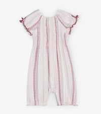 Hatley  Pink Stripes Baby Puff Sleeve Romper