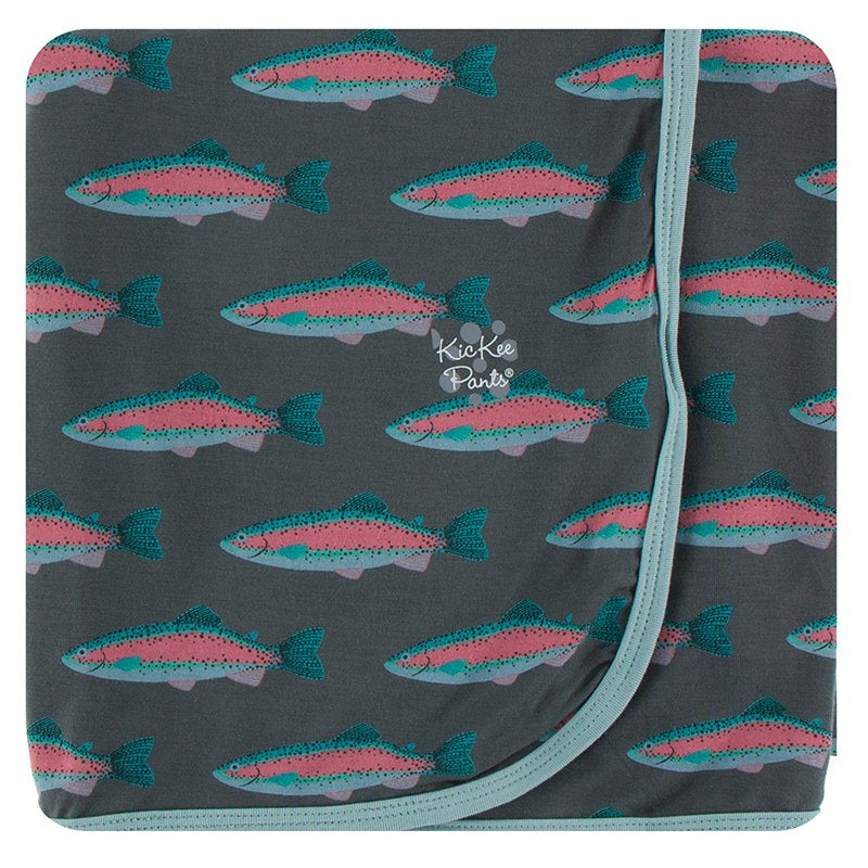 Kickee Pants Printed Swaddle Blanket - Stone Rainbow Trout