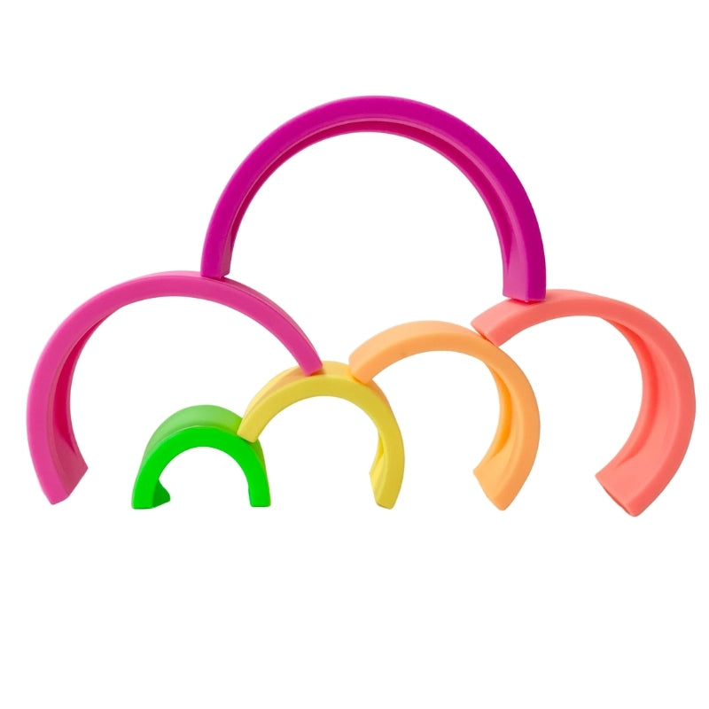 Sugar + Maple 6 piece Silicone Stacking Rainbow