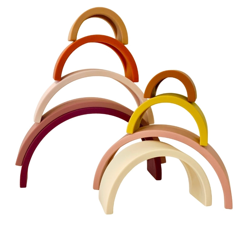 Sugar + Maple 9 piece Silicone Stacking Rainbow