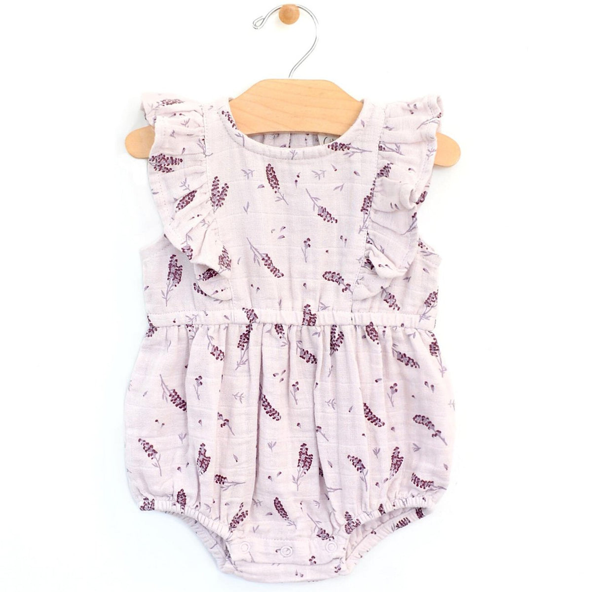 City Mouse Woven Flutter Bubble Romper - Lavender