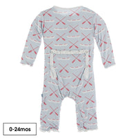 Kickee Pants Print Muffin Ruffle Coverall w/Zipper - Dew Paddles and Canoe