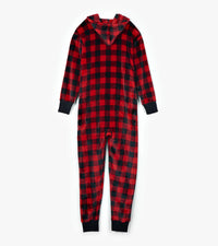 Little Blue House Adult Hooded Fleece Jumpsuit - Buffalo Plaid