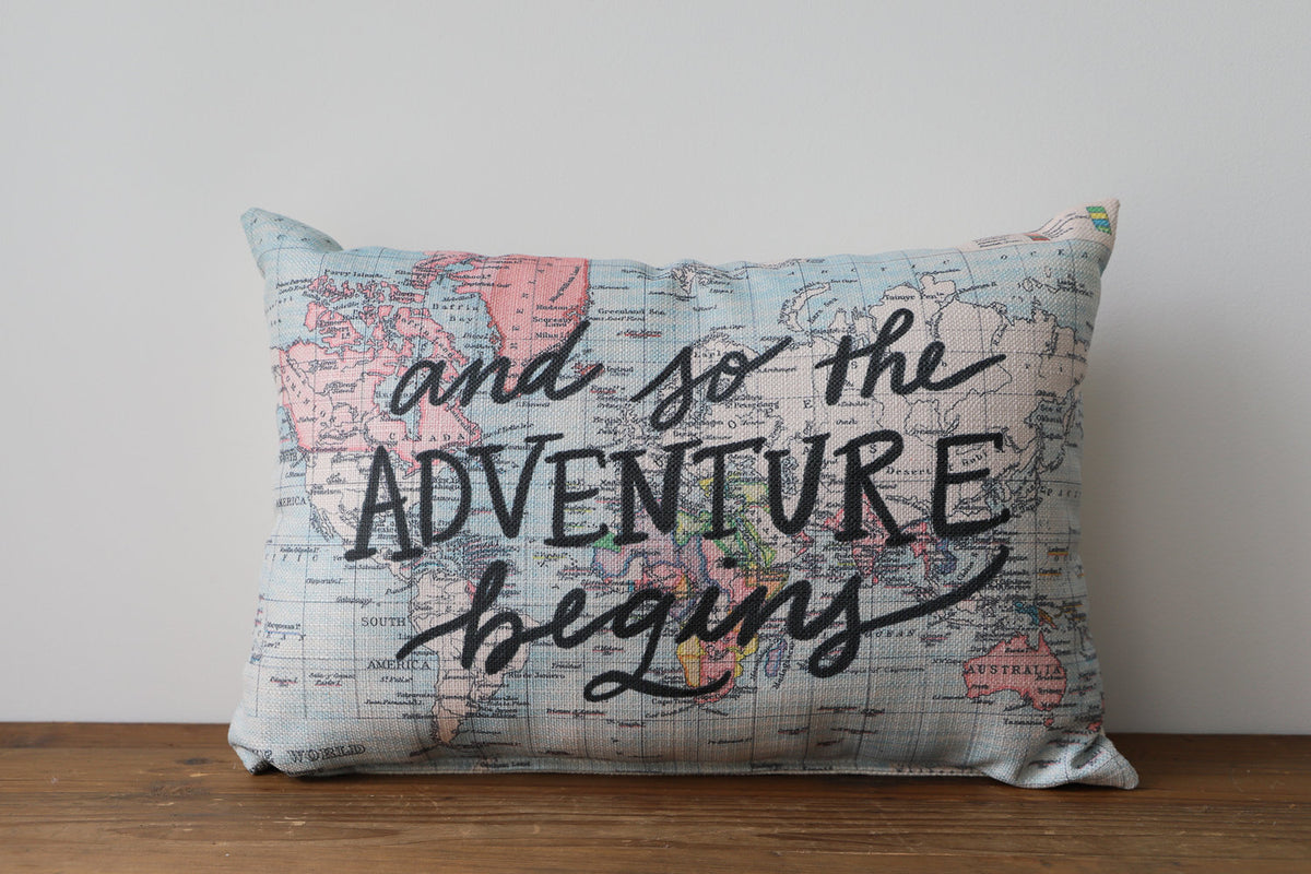 Little Birdie Arts "So The Adventure Begins" Pillow