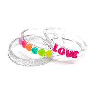 Lillies & Roses NY Centipede Neon Heart Mix Bangle Set/3