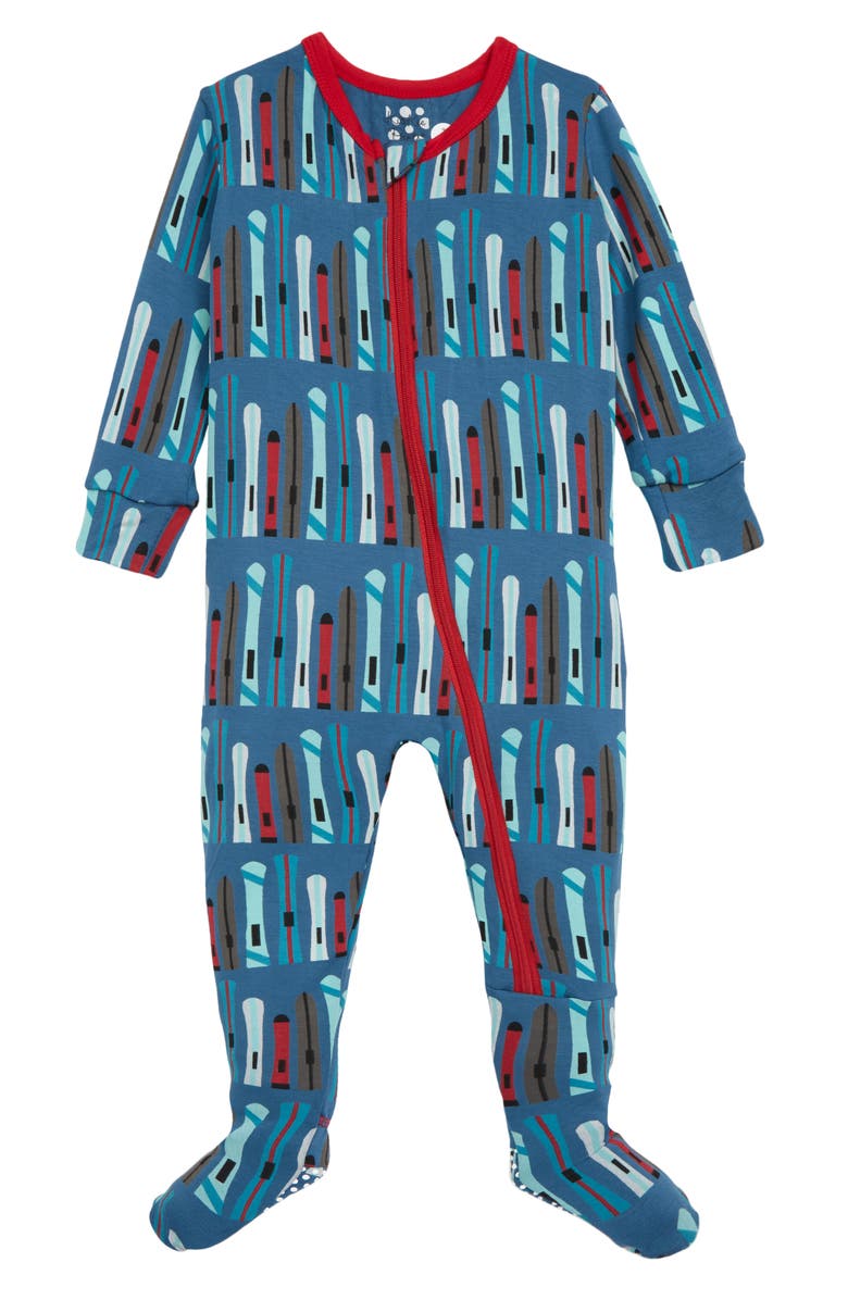 Kickee Pants Print Footie with Zipper- Twilight Skis