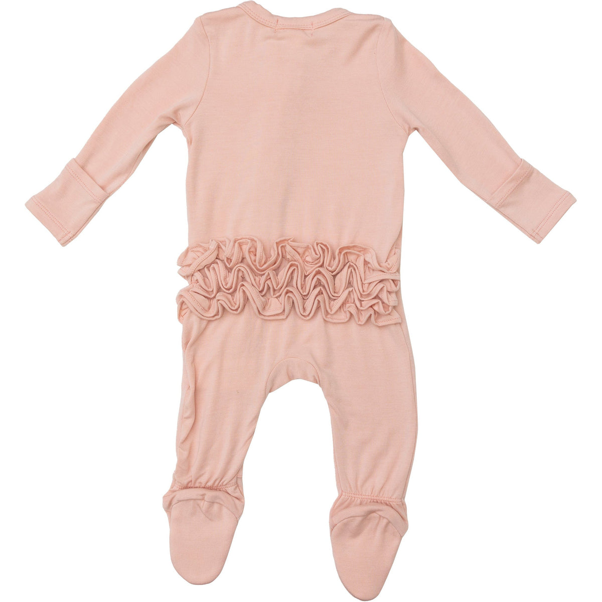 Angel Dear Bamboo Ruffle Back Zipper Footie | Basic Pale Blush