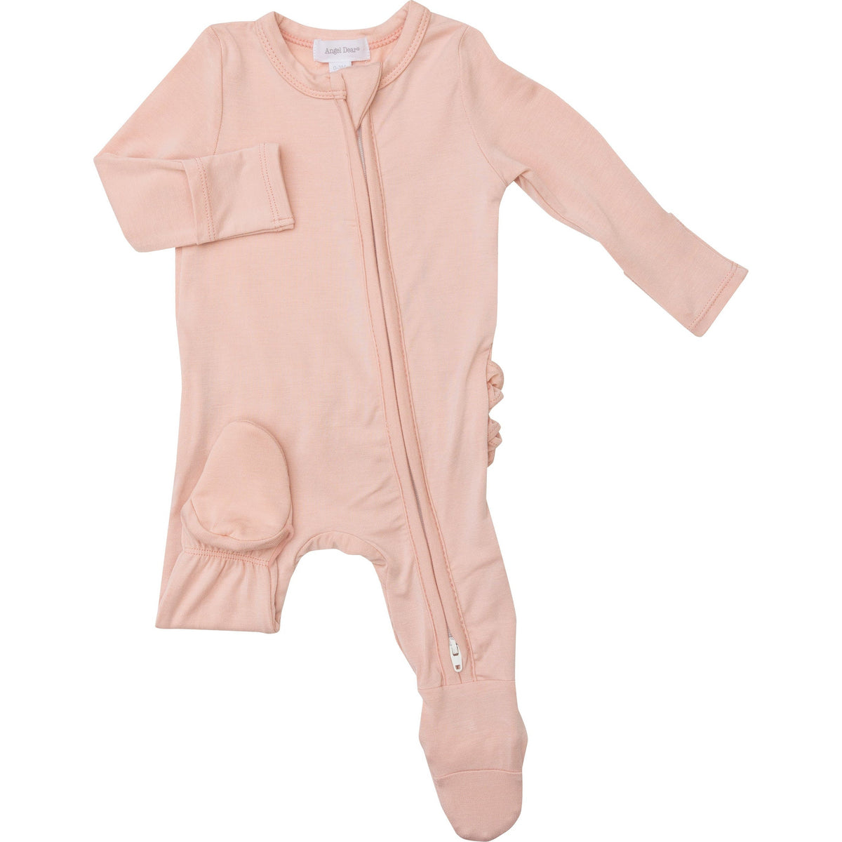 Angel Dear Bamboo Ruffle Back Zipper Footie | Basic Pale Blush