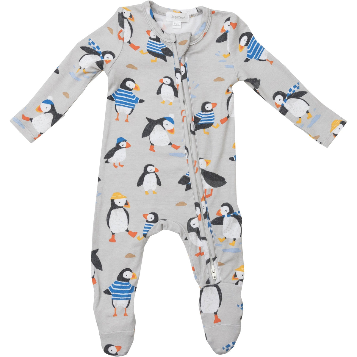 Angel Dear Bamboo Zipper Footie | Puffins