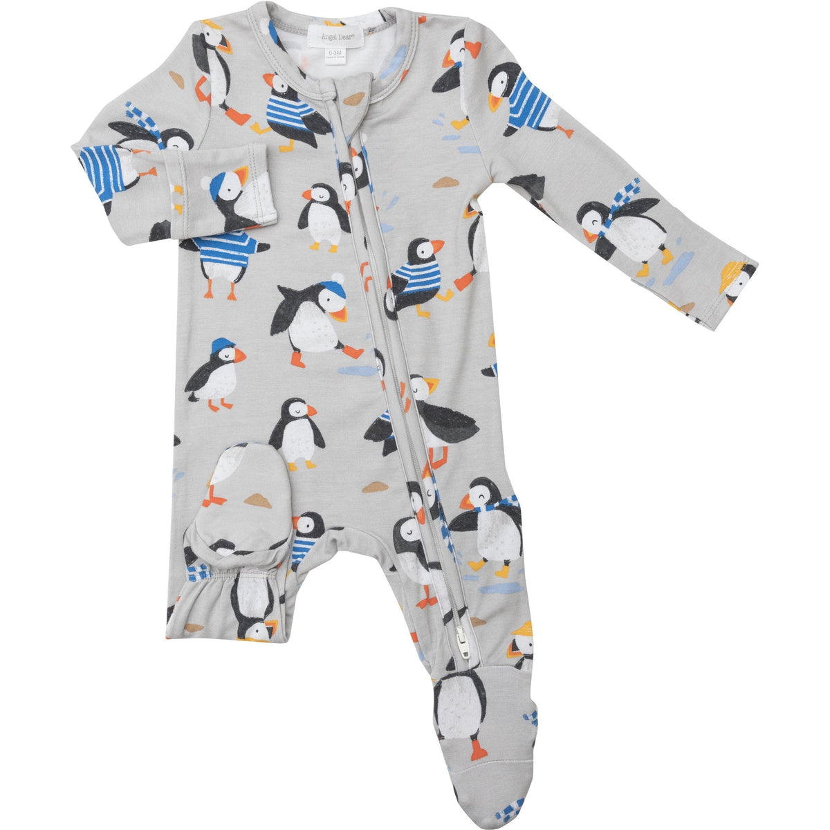 Angel Dear Bamboo Zipper Footie | Puffins