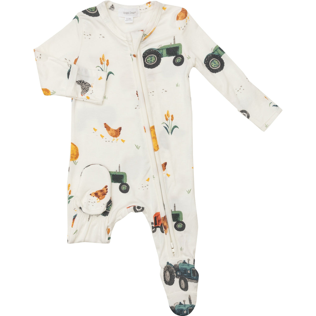 Angel Dear Bamboo Zipper Footie | Tractors