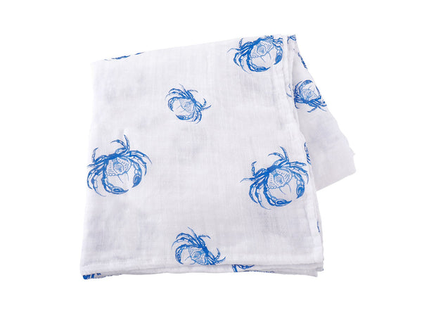 Little Hometown Muslin Swaddle - Blue Crab