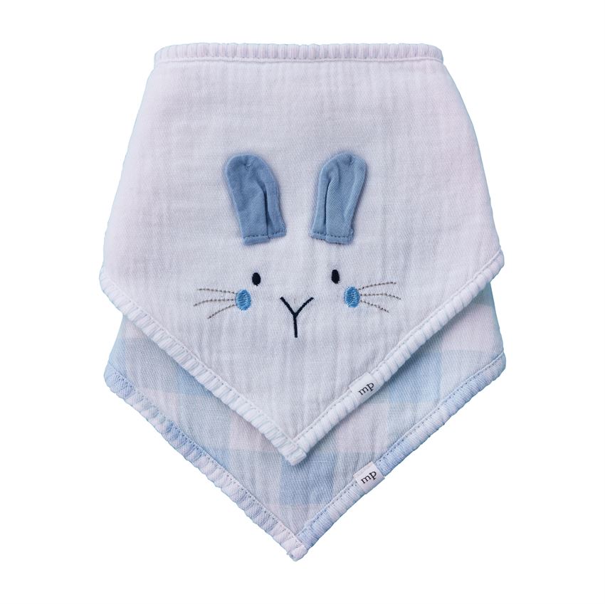 Mud Pie Blue Bunny Gingham Bibs