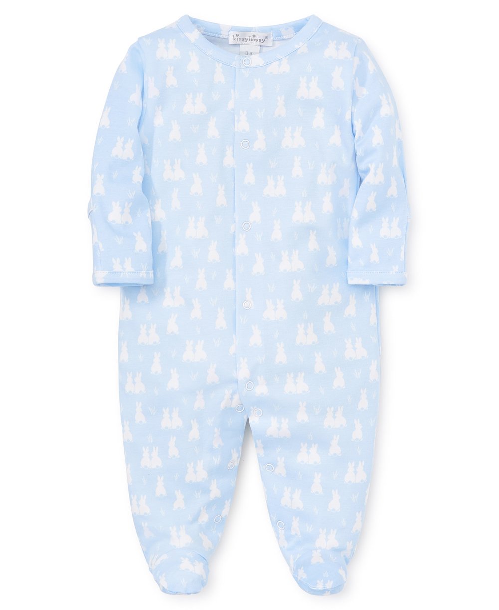 Kissy Kissy Cushy Cottontails Blue Footie