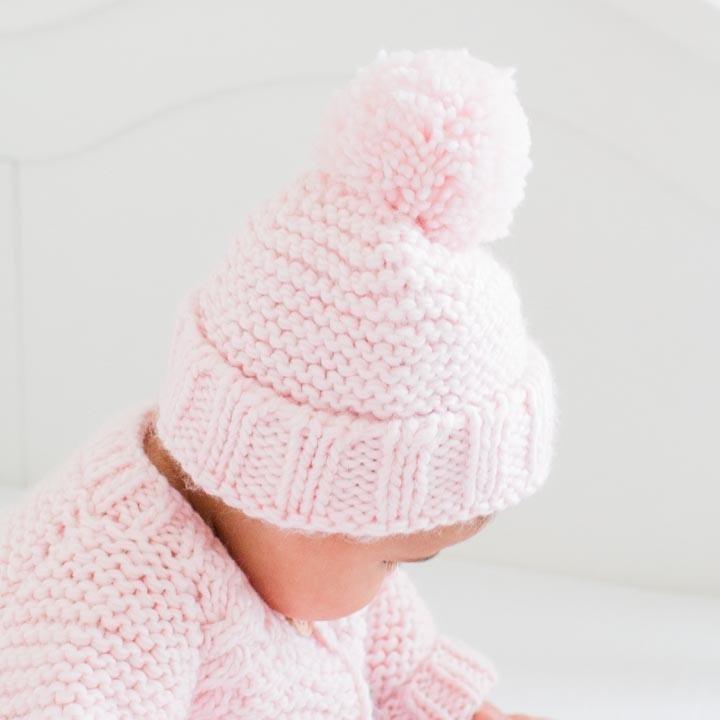 Huggalugs Garter Stitch Beanie - Blush Pink