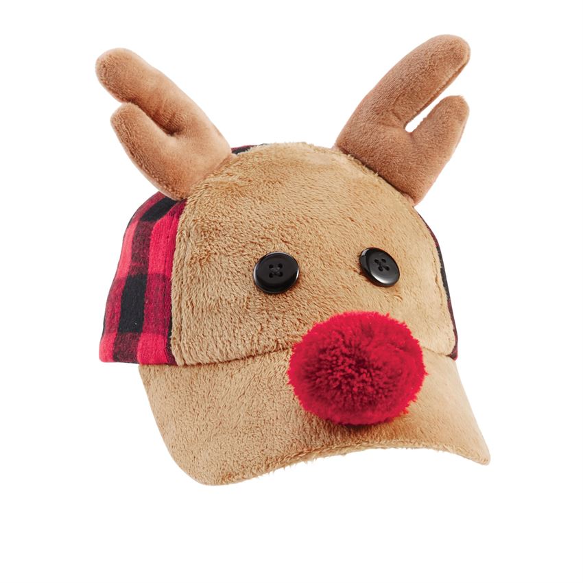 Mud Pie Reindeer Buffalo Check Hat