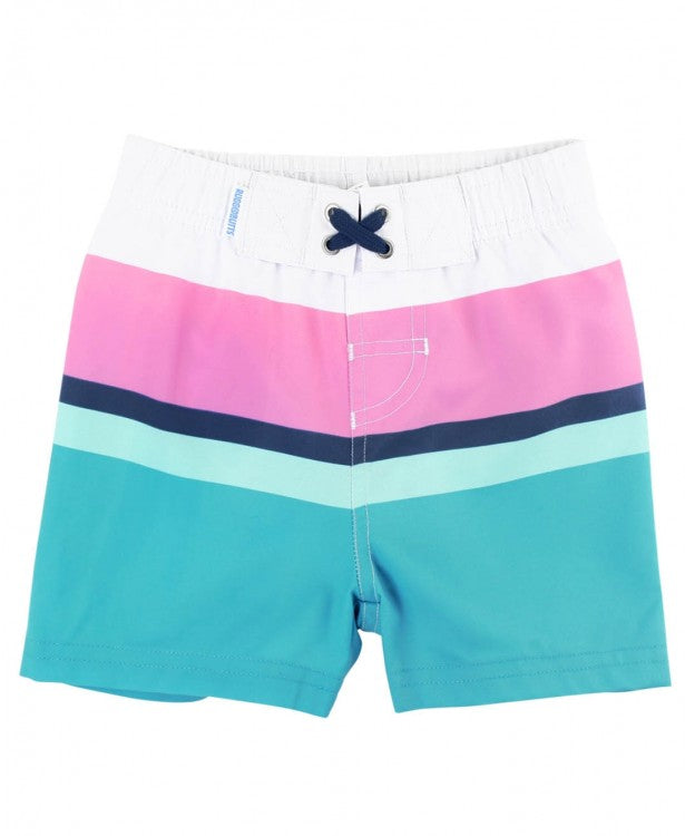 Rugged Butts Aqua Color Block Swim Trunks