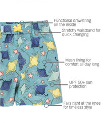 RuggedButts Starfish & Stingrays Swim Trunks