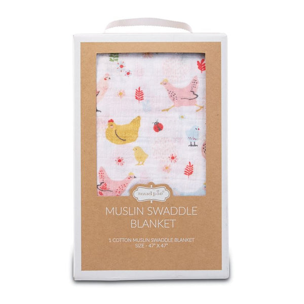 Mud Pie Muslin Swaddle - Spring Chicken