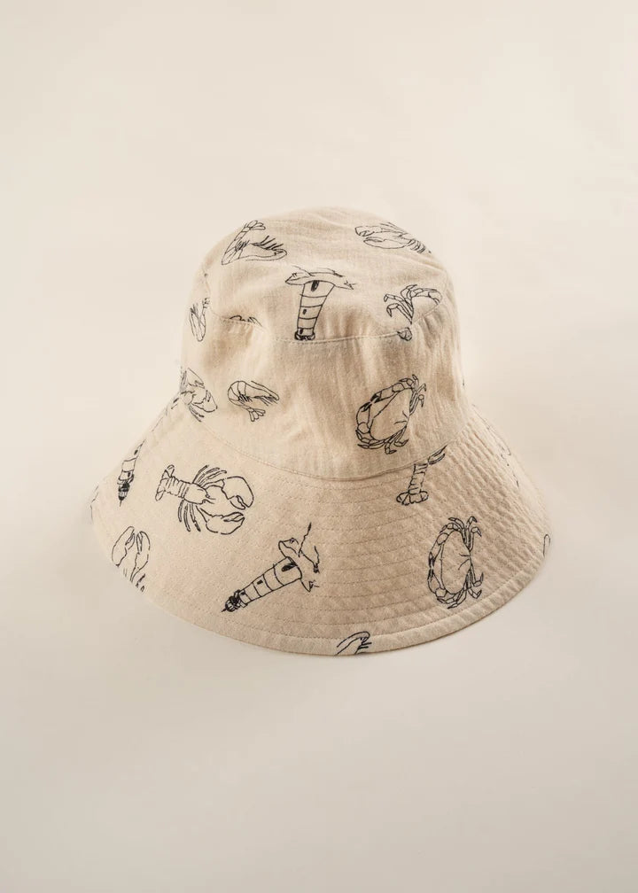 Coco Village Organic Cotton-Linen Reversible Beach Bucket Hat - Sand