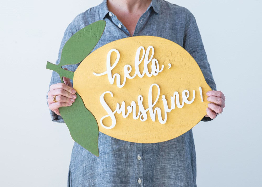 Wood Lemon Wall Decor "Hello Sunshine!"