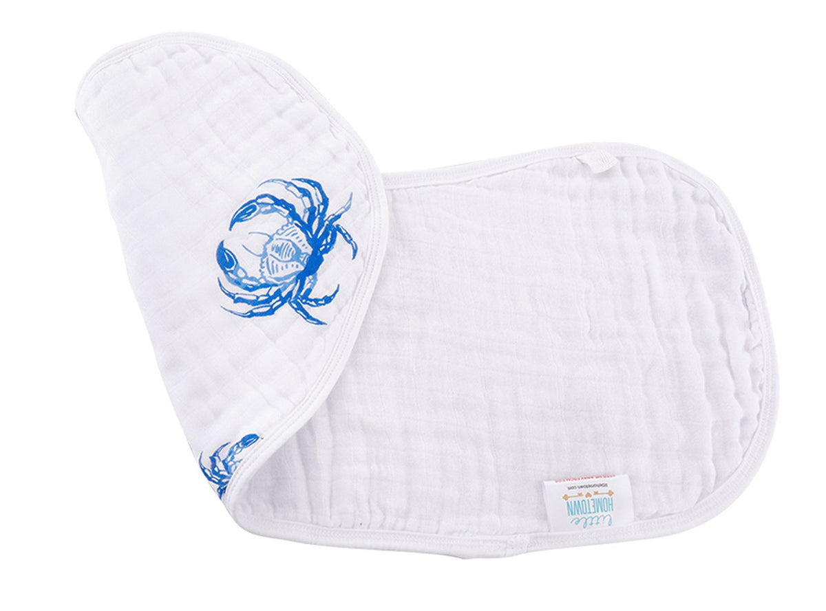 Little Hometown 2 in 1 Burp Cloth/Bib - Blue Crab