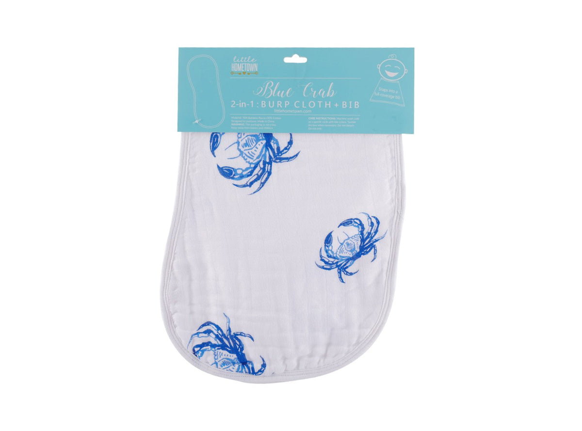 Little Hometown 2 in 1 Burp Cloth/Bib - Blue Crab