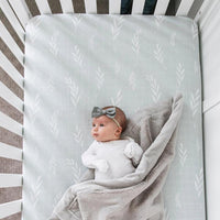 Saranoni Cotton Muslin Crib Sheet - Olive Branch