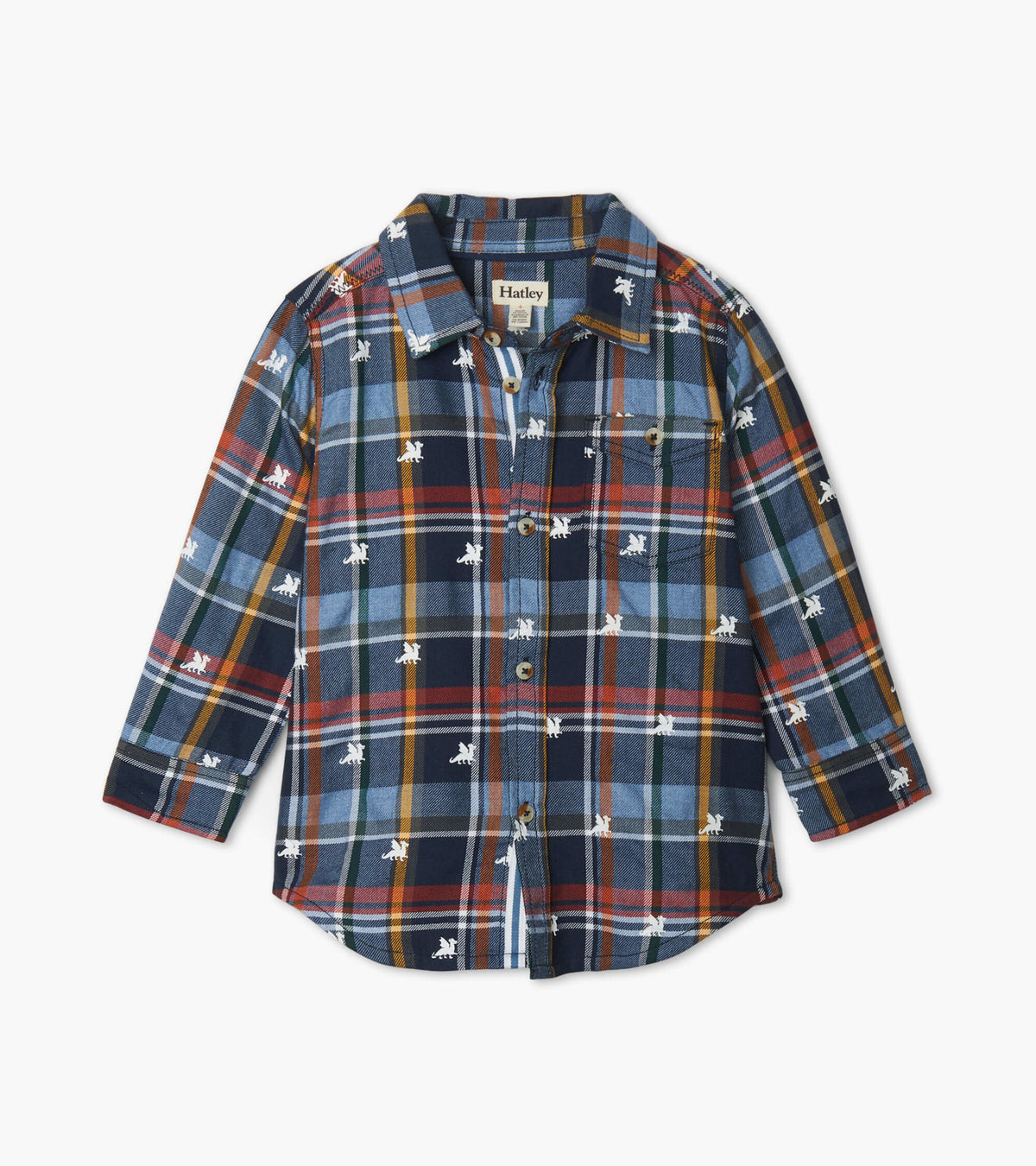 Hatley Dragons Button Down Flannel Shirt